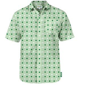 Tipsy Elves Mens Green Clover Short Sleeve Button-Up Shirt St. Patricks Day‎ S